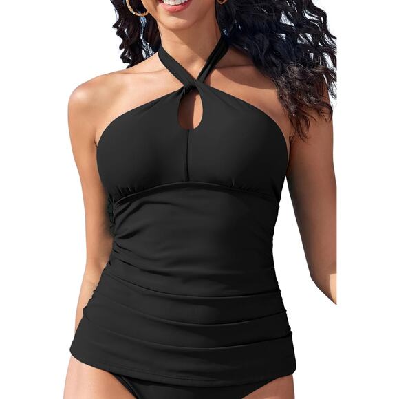 Zaful Solid Black 2pcs Swimsuit NEW - Picture 1 of 6